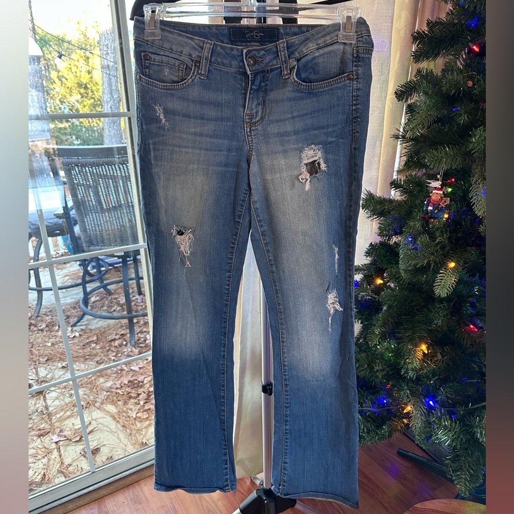 Jessica Simpson Distressed Straight Leg Jeans - Blue